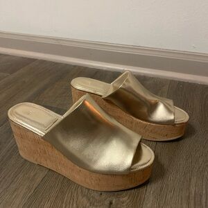 H&M Gold Platform Slide Sandals